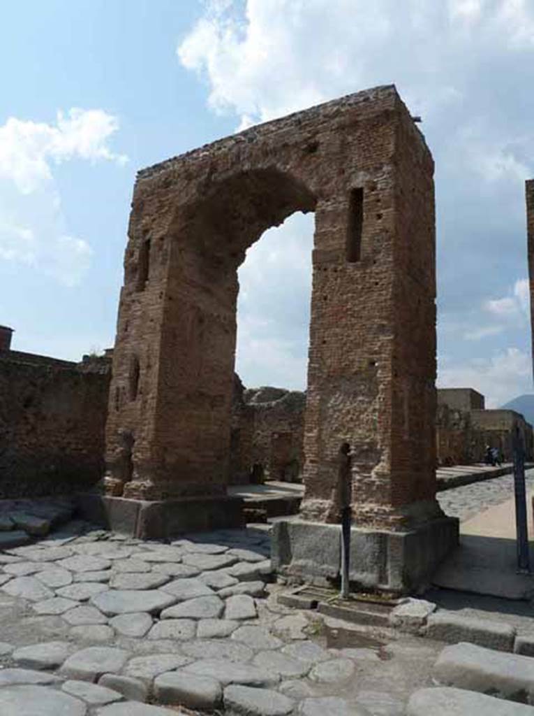 Arch of Caligula. May 2010. Looking north from arch at the start of the